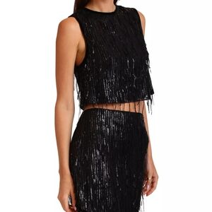 Avec Les Filles Women's Sequined Fringe Tank Top